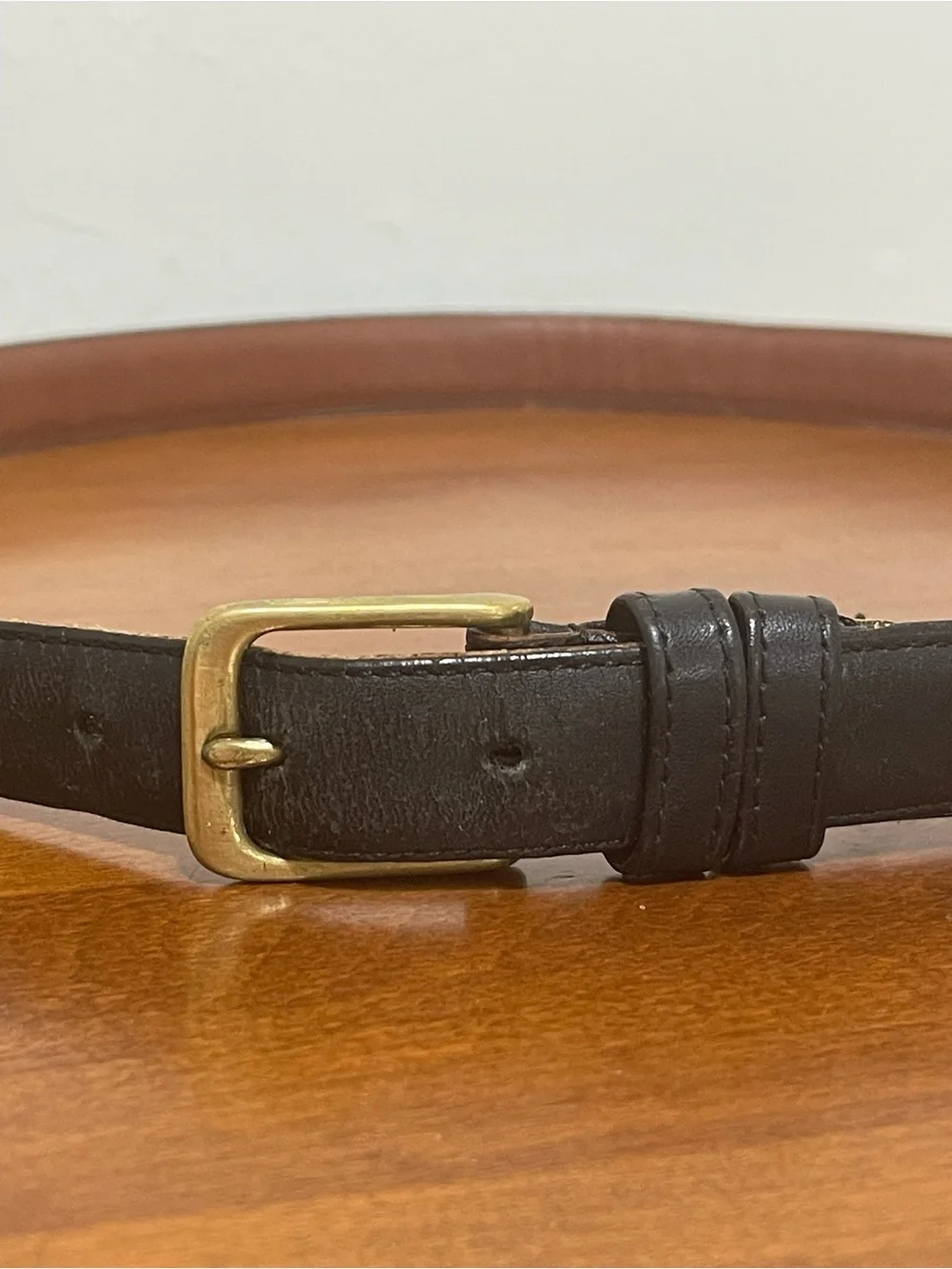 VTG Coach Black Leather Dress Belt Burnished Cowhide Solid Brass Buckle Size 38